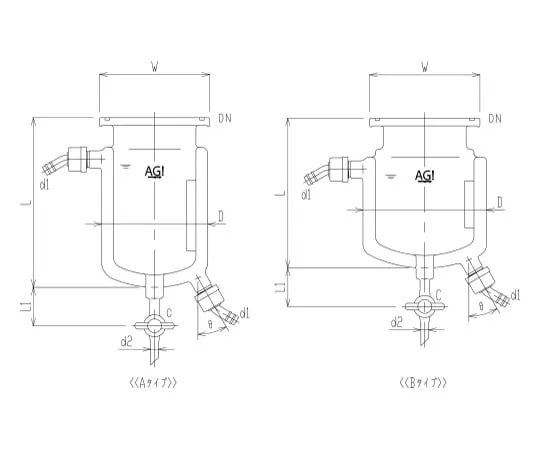 62-2100-74　［Discontinued］Double Tube Separable Reaction Vessel Hose Port Type/With Drain Cock (PTFE Cock)　3045-0385A-H