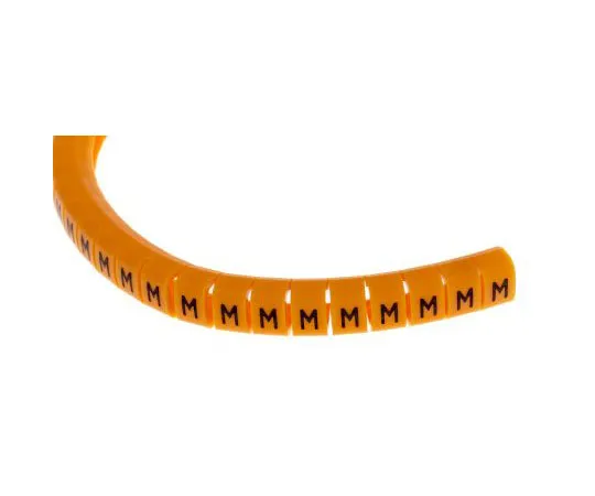 63-8016-63　RS Pro Snap On Cable Marker, Pre-printed M Black on Orange 4 → 5mm Dia. Range　812-1467