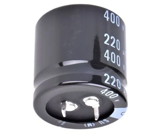 63-8040-28　Nichicon 220μF 400V dc Aluminium Electrolytic Capacitor, Through Hole 30 (Dia.) x 30mm +105°C 30mm 10mm　LGU2G221MELB