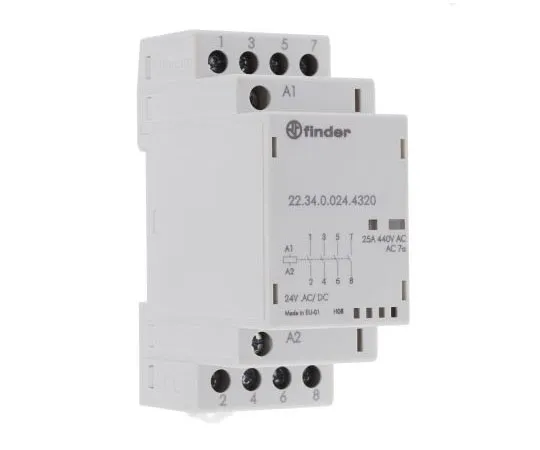 63-7983-63　Finder22 Series 4NO Non-Latching Relay DIN Rail, 24V ac/dc Coil, 25A　22.34.0.024.4320