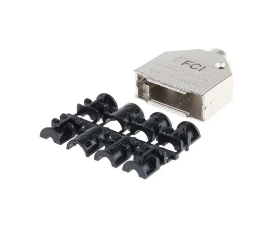 63-7784-08　Amphenol FCI 8655MH Series Die Cast Zinc D-sub Connector Backshell, 15 Way, Strain Relief　8655MH1501BKLF