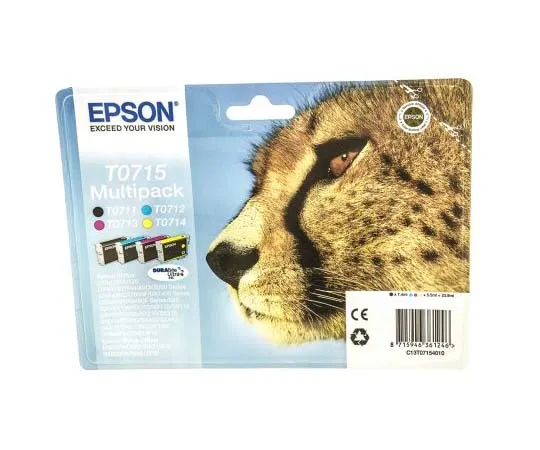 63-7764-58　Epson T0715 Black, Cyan, Magenta, Yellow Ink Cartridge　C13T07154010