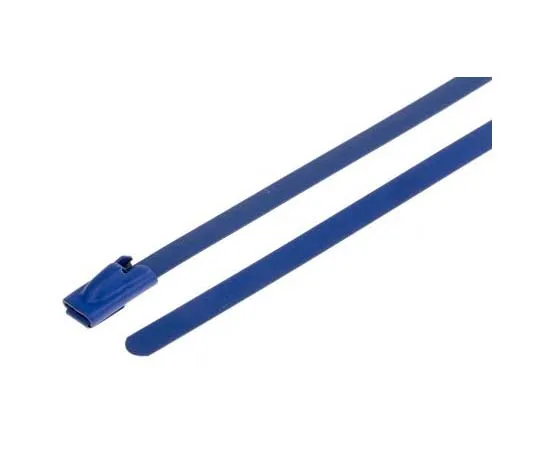 63-7790-45　RS Blue Polyester Coated Stainless Steel Roller Ball Cable Tie, 360mm x 4.6 mm　743-6305