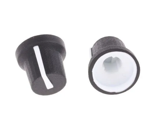 63-7967-43　RS Potentiometer Knob, Push-On Type, 16.8mm Knob Diameter, Black, Splined Shaft Type, 6mm Shaft　777-7344