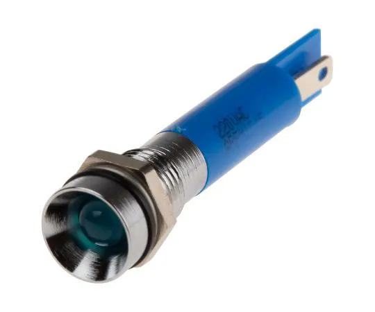 63-8040-59　RS PRO Blue Indicator, 220 V ac, 8mm Mounting Hole Size, Solder Lug Termination, IP67　846-2872
