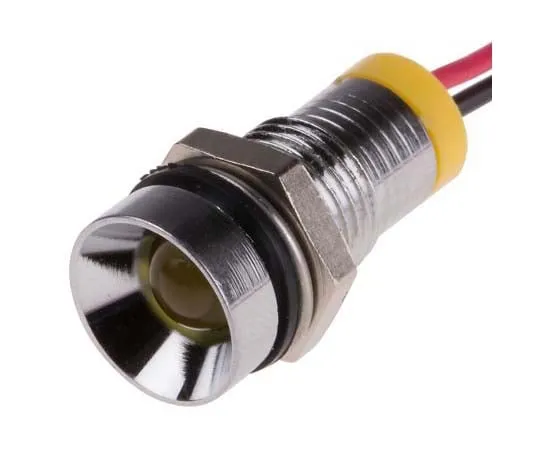 63-7761-08　RS PRO Yellow Indicator, 2 V dc, 8mm Mounting Hole Size, Lead Wires Termination, IP67　723-9315