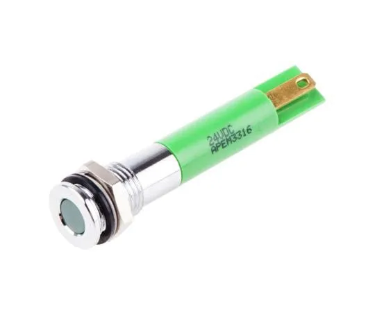 63-8037-11　RS PRO Green Indicator, 24 V dc, 8mm Mounting Hole Size, Faston, Solder Lug Termination, IP67　838-5586