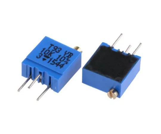 63-7982-44　10kΩ Through Hole Trimmer Potentiometer 0.5W Top Adjust Vishay T93 Series　T93YB103KT20