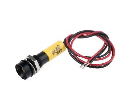 63-7761-59　RS PRO Yellow Indicator, 220 V ac, 8mm Mounting Hole Size, Lead Wires Termination, IP67　723-9656