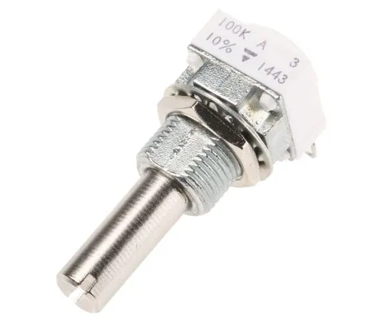 63-7986-88　Vishay 1 Gang Rotary Cermet Potentiometer with a 6 mm Dia. Shaft, 100kΩ, ±10%, 1W, Linear P11S1V0FLSY00104KA　P11S1V0FLSY00104KA