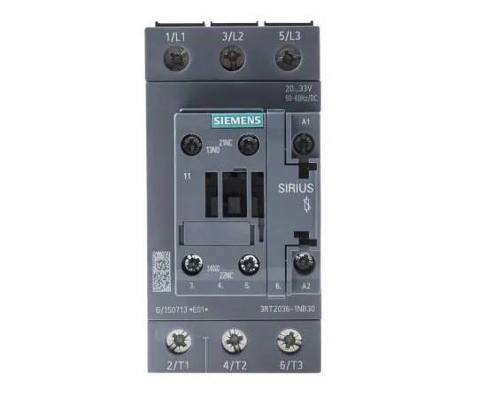 63-8051-93　Siemens 3 Pole Contactor, 50 A, 24 V ac/dc Coil, SIRIUS Innovation, 3NO, 22 kW　3RT2036-1NB30
