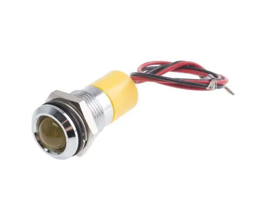 63-7760-28　RS PRO Yellow Indicator, 12 V dc, 14mm Mounting Hole Size, Lead Wires Termination, IP67　722-7388