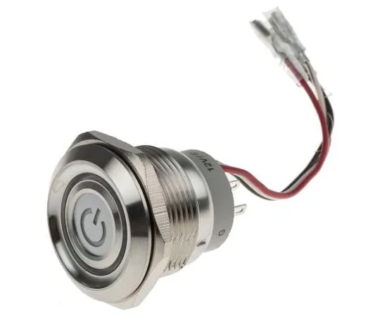 63-8053-67　RS PRO Double Pole Double Throw (DPDT) Momentary Blue, Green, Red LED Push Button Switch, IP67 (Above Panel), Panel　877-1860