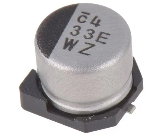 63-8040-20　Nichicon 33μF 25V dc Aluminium Electrolytic Capacitor, Surface Mount 6.3 (Dia.) x 5.4mm +105°C 6.3mm 2.2mm　UWZ1E330MCL1GB