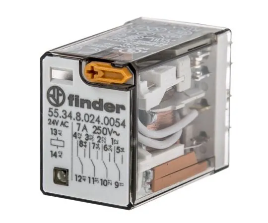 63-7966-33　Finder55 Series 4PDT Non-Latching Relay Plug In, 24V ac Coil, 7A　55.34.8.024.0054