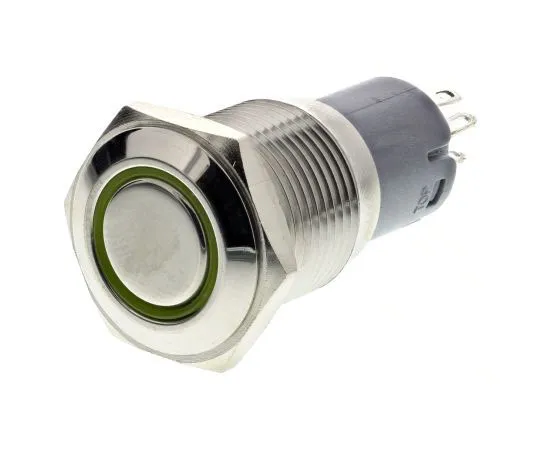 63-8015-15　RS PRO Single Pole Double Throw (SPDT) Momentary Yellow LED Push Button Switch, IP65, IP67, 16 (Dia.)mm, Panel Mount,　811-8465