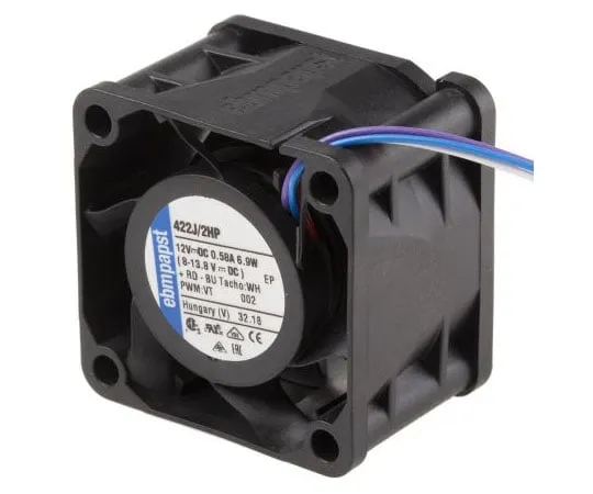 63-7963-60　ebm-papst 420J Series Axial Fan, 40 x 40 x 28mm, 38m³/h, 7.9W, 12 V dc　422J/2HP