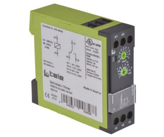 63-7998-47　Tele Interval Single Timer Relay, Screw, 0.05 → 1 s, 0.15 → 3 s, 0.5 → 10 h, 0.5 → 10 min,　V2ZE10 24-240V AC/DC