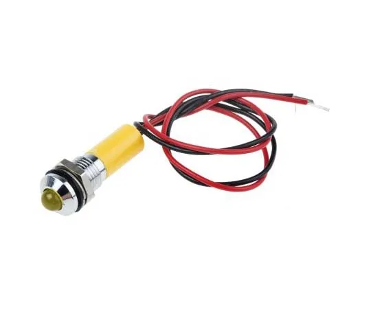 63-7761-54　RS PRO Yellow Indicator, 220 V ac, 8mm Mounting Hole Size, Lead Wires Termination, IP67　723-9624