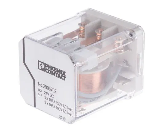 63-7992-05　Phoenix ContactREL-PR3- 24DC/3X21 3PDT Non-Latching Relay PCB Mount, 24V dc Coil, 16A　2903702
