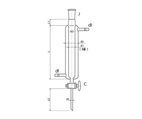 61-4712-46　［Discontinued］Double-Pipe Chromatography Column (Standard Taper Joint) (with Glass Cock)　3832-10/300-3L