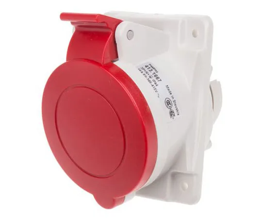 63-7994-66　RS PRO IP66, IP67 Red Panel Mount 3P+N+E Heavy Duty Power Connector Socket, Rated At 16A, 415 V　795-9851
