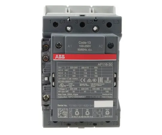63-8000-67　ABB 3 Pole Contactor, 160 A, 230 V ac Coil, AF Range, 3NO, 55 kW　1SFL427002R1311  AF116-30-11B-13