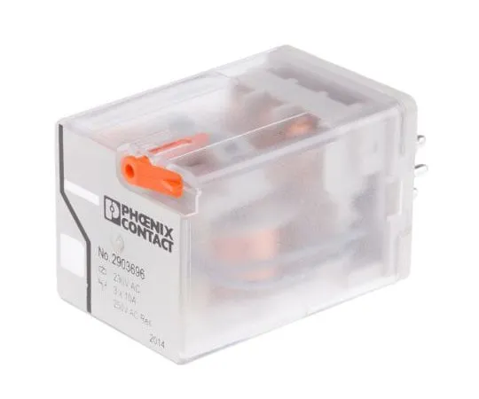 63-7992-03　Phoenix ContactREL-OR3/L-230AC/3X21 3PDT Non-Latching Relay PCB Mount, 230V ac Coil, 30A　2903696
