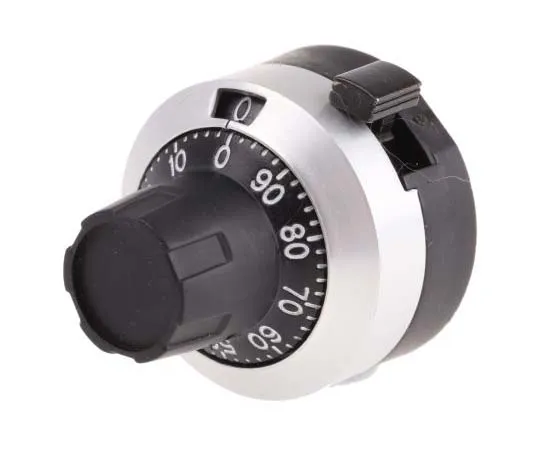 63-7817-80　Bourns Potentiometer Knob, Dial Type, 22.8mm Knob Diameter, Black, Chrome, 3.17mm Shaft　H-516-3A