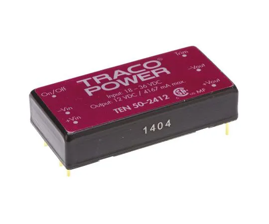 63-7956-80　TRACOPOWER TEN 50 50W Isolated DC-DC Converter Through Hole, Voltage in 18 → 36 V dc, Voltage out 12V dc　TEN 50-2412