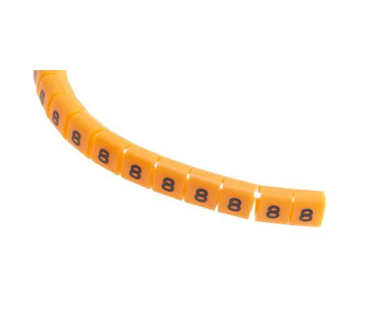 63-8016-34　RS Pro Snap On Cable Marker, Pre-printed 8 Black on Orange 3 → 3.4mm Dia. Range　812-1271