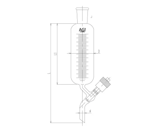 62-2122-22　［Discontinued］Separator Core Rod with High Vacuum Greaseless Valve Material: PTFE　3638V-100V-3L