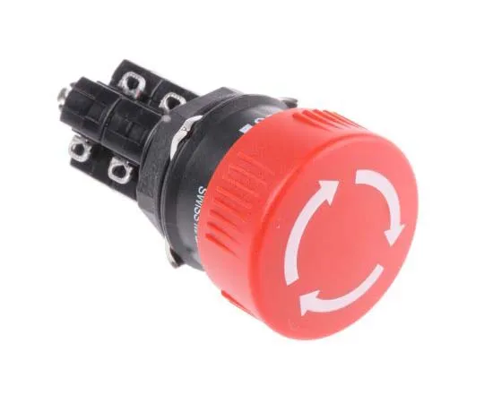 63-7777-99　EAO Red Mushroom Push Button, DPST-2NC, 16mm Maintained PCB Pin　51-259.025