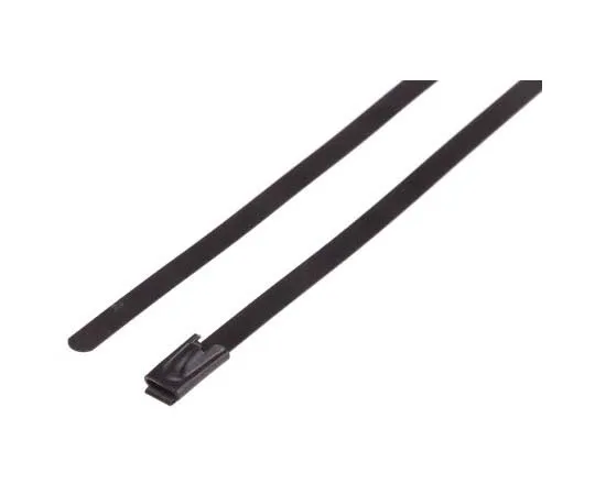 63-7790-25　RS Black Polyester Coated Stainless Steel Roller Ball Cable Tie, 125mm x 4.6 mm　743-6188