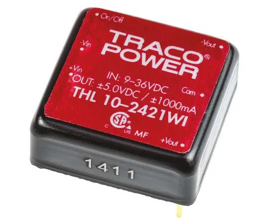 63-7773-36　TRACOPOWER THL 10WI 10W Isolated DC-DC Converter Through Hole, Voltage in 9 → 36 V dc, Voltage out ±5V dc　THL 10-2421WI