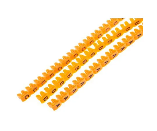 63-8016-26　RS PRO Clip On Cable Marker, Pre-printed A → M Black on Yellow　812-1240