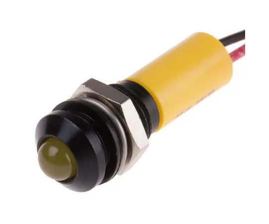 63-7761-45　RS PRO Yellow Indicator, 12 V dc, 8mm Mounting Hole Size, Lead Wires Termination, IP67　723-9539