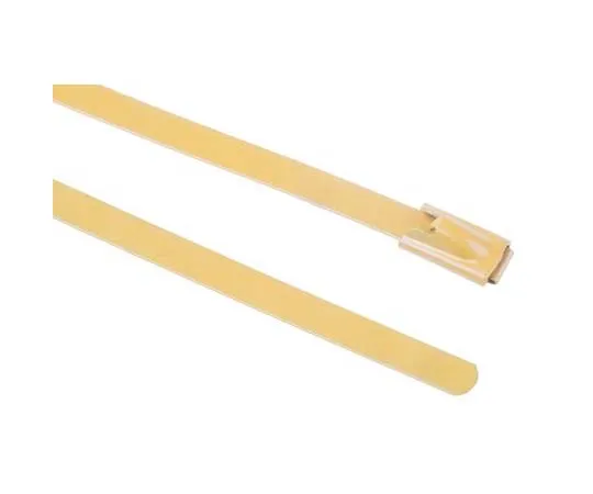 63-7790-36　RS Yellow Polyester Coated Stainless Steel Roller Ball Cable Tie, 200mm x 4.6 mm　743-6245