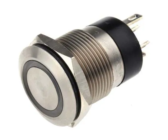 63-7769-09　Bulgin Single Pole Single Throw (SPST) Momentary Blue LED Push Button Switch, IP66, 19.2 (Dia.)mm, Panel Mount, 24V dc　MPI002/RP/BL/12