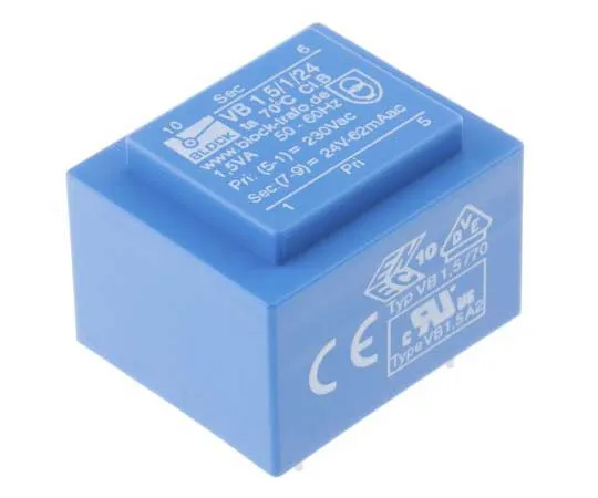 63-7770-45　24V ac 1 Output Through Hole PCB Transformer, 1.5VA　VB 1,5/1/24