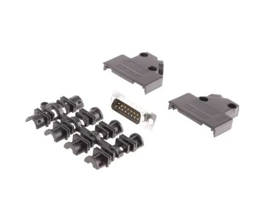 63-7980-24　MHD45PPK Series, 45 ° 15 Way D-Sub Plug Connector Kit With Hood and Inserts　MHD45PPK15-DB15P-K