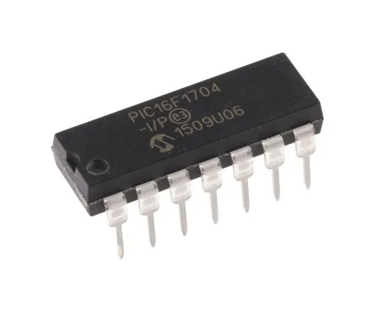63-8012-46　Microchip PIC16F1704-I/P, 8bit PIC Microcontroller, 32MHz, 4096 words Flash, 14-Pin PDIP　PIC16F1704-I/P