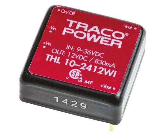 63-7773-30　TRACOPOWER THL 10WI 10W Isolated DC-DC Converter Through Hole, Voltage in 9 → 36 V dc, Voltage out 12V dc　THL 10-2412WI