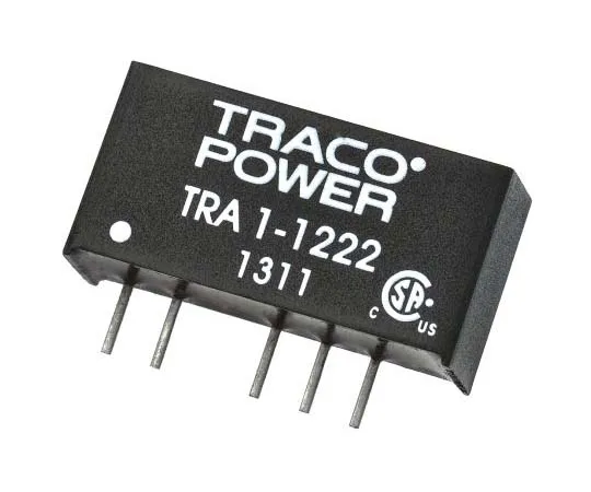 63-7772-67　TRACOPOWER TRA 1 1W Isolated DC-DC Converter Through Hole, Voltage in 10.8 → 13.2 V dc, Voltage out ±12V dc　TRA 1-1222