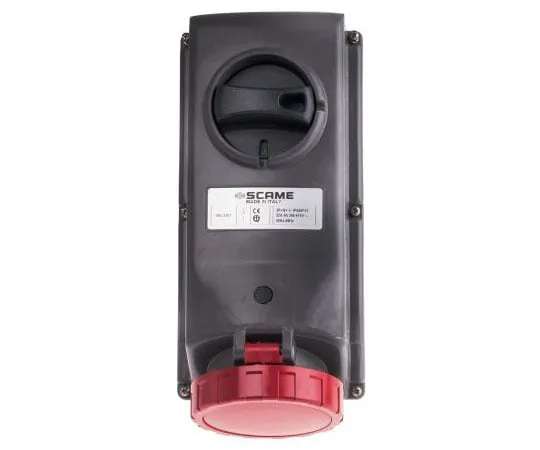 63-7969-64　RS PRO IP67 Red Panel Mount 3P+N+E Right Angle Industrial Power Socket, Rated At 32A, 415 V　780-0769