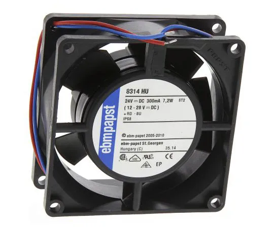 63-7966-06　ebm-papst 8300 Series Axial Fan, 80 x 80 x 32mm, 80m³/h, 6W, 24 V dc, IP68　8314HU