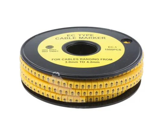 63-8015-71　RS PRO Slide On Cable Marker, Pre-printed Earth Black on Yellow 3 → 4.2mm Dia. Range　812-0938