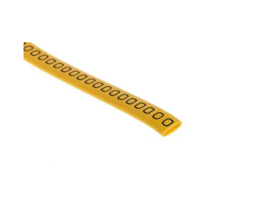 63-8015-98　RS Slide On Cable Marker, Pre-printed 0 Black on Yellow 3.5 → 7mm Dia. Range　812-1076