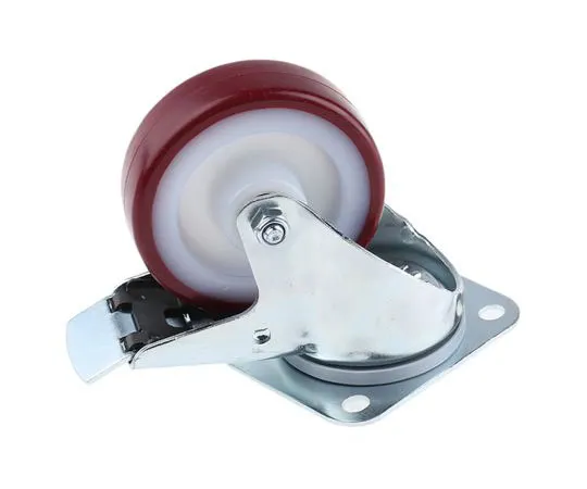 63-7979-28　Tente Braked Swivel Swivel Castor, 150kg Load Capacity, 100mm Wheel Diameter　3477UAR100P62 red