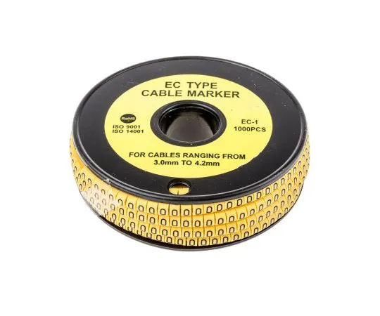 63-8015-51　RS PRO Slide On Cable Marker, Pre-printed 0 Black on Yellow 3 → 4.2mm Dia. Range　812-0809